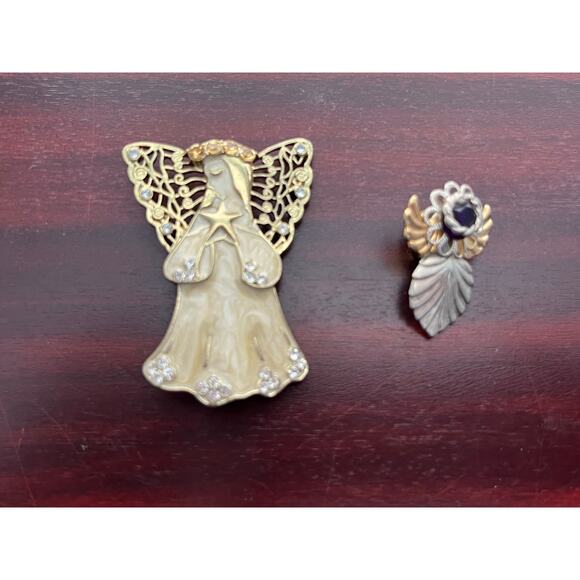 VTG Angel Brooch and Earring Lot Boho Holidays Christmas - Picture 4 of 6